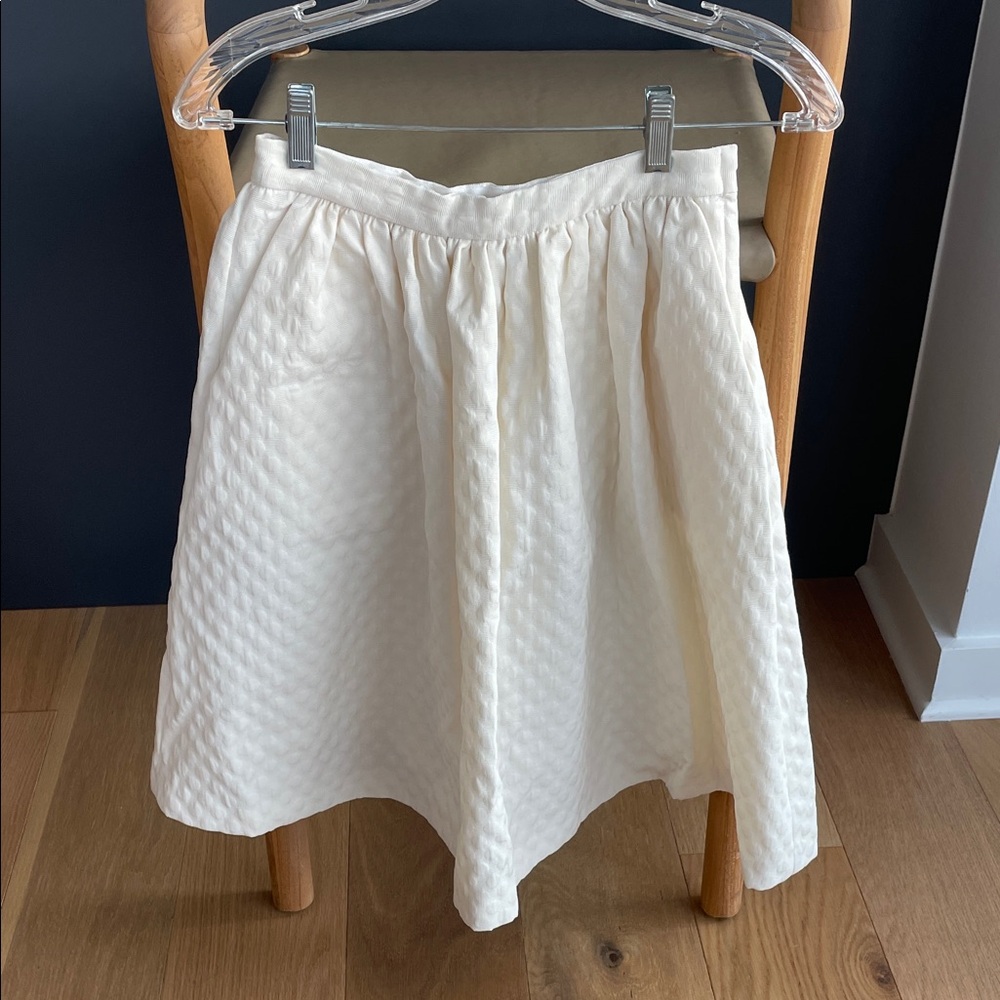 H&M Off-White Dot Textured Full Skirt with Pockets